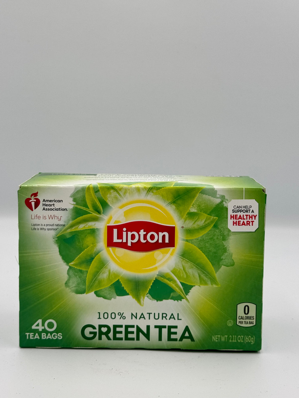 Lipton 100% Natural Green Tea - 40 Tea Bags (2.11 oz / 60g Box)